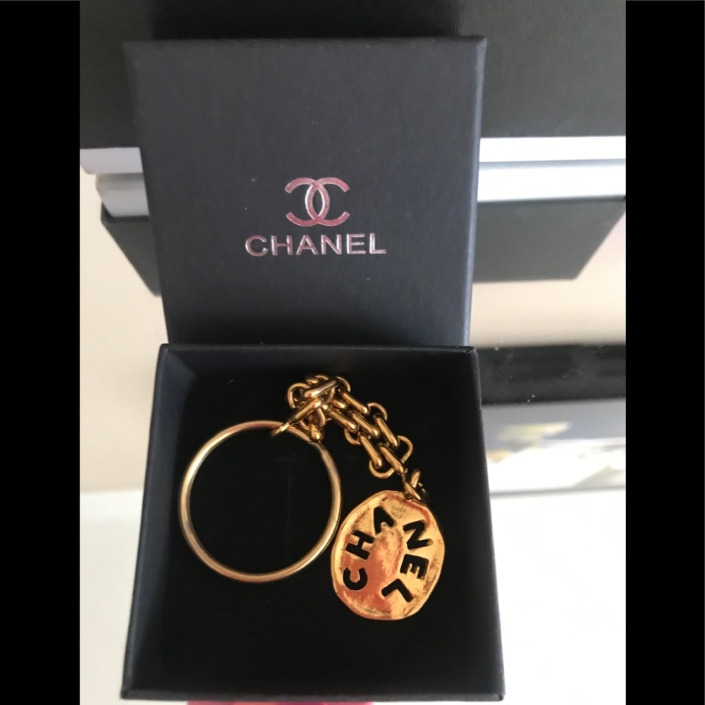 Authentic vintage Chanel keychain gold